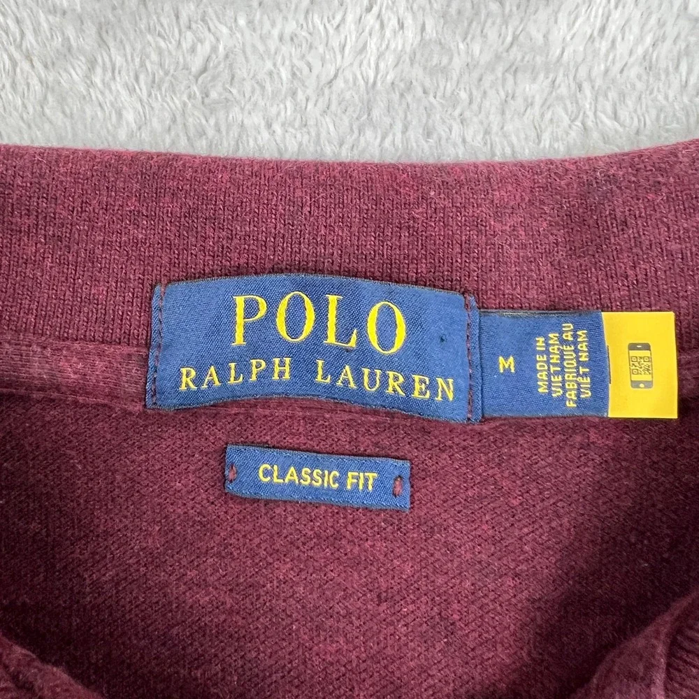 Polo Ralph Lauren Classic Fit Long Sleeve Polo M Burgundy Men Preppy Cotton
